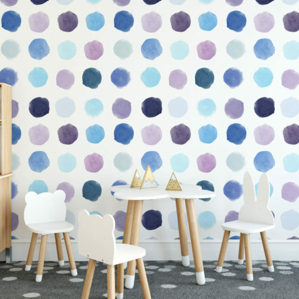 blue dotted nursery peel and stick wallpaper