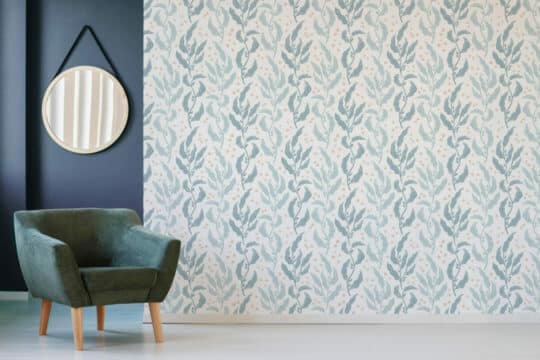 Light blue leaf peel and stick removable wallpaper