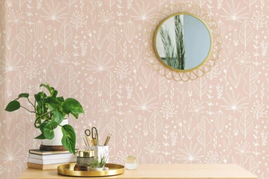 Pink boho stick on wallpaper