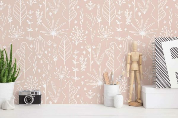 Pink boho peel and stick wallpaper