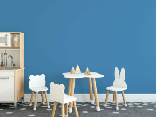 Bright blue solid color peel and stick wallpaper