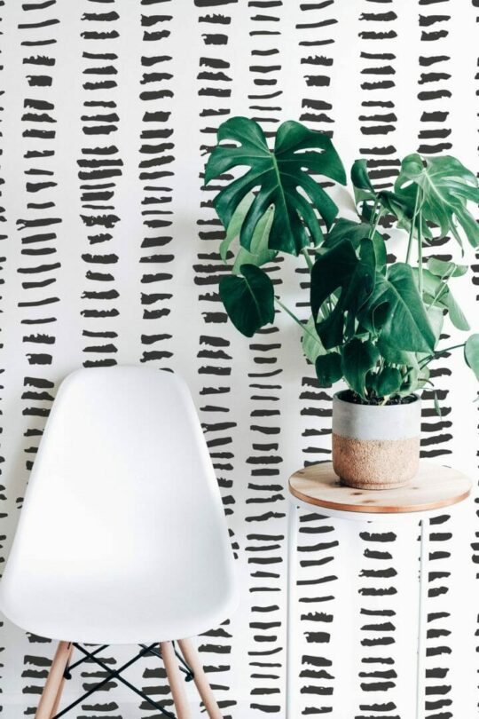 Black and white brush stroke pattern temporary wallpaper