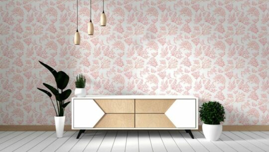 Watercolor coral stick on wallpaper