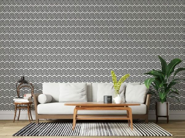 Wavy geometric peel stick wallpaper