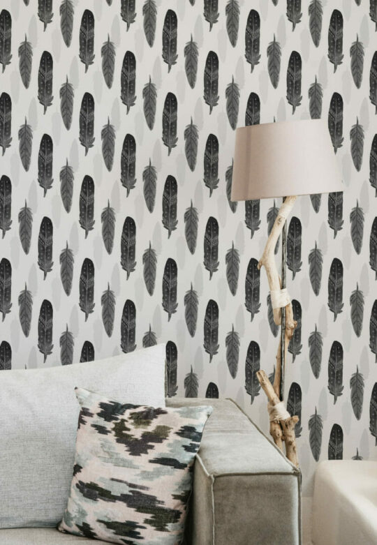 Watercolor feather peel and stick removable wallpaper
