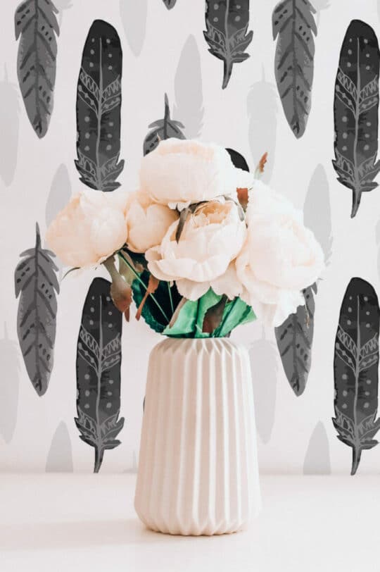 Watercolor feather self adhesive wallpaper