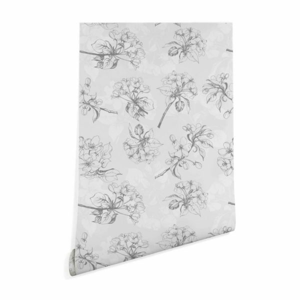 Gray floral wallpaper peel and stick