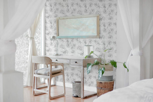 Gray floral peel and stick removable wallpaper