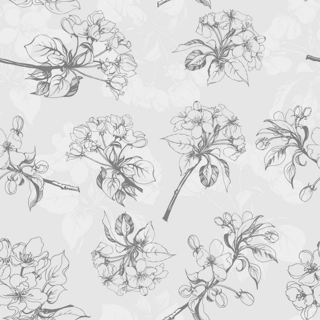 Gray floral removable wallpaper