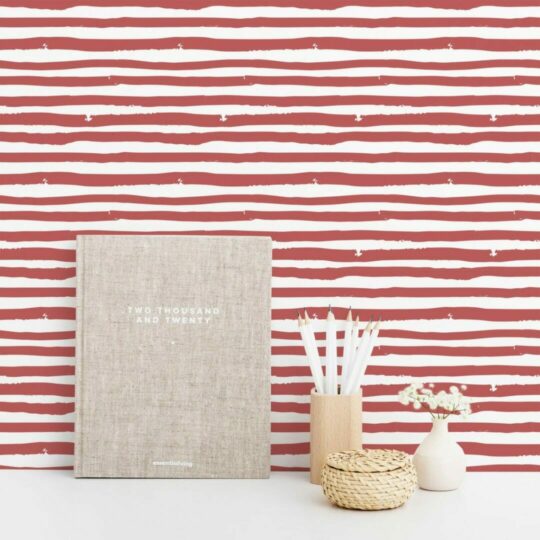 Horizontal striped peel and stick removable wallpaper