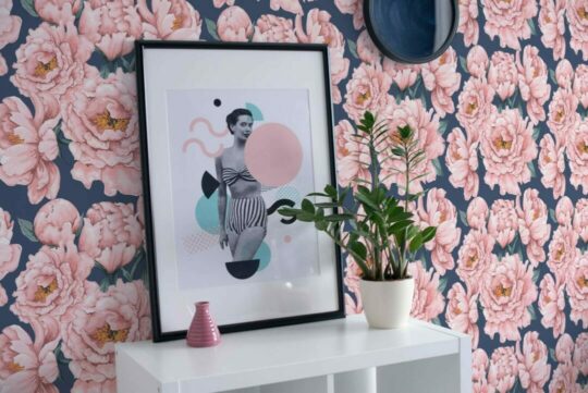 Peony peel and stick removable wallpaper
