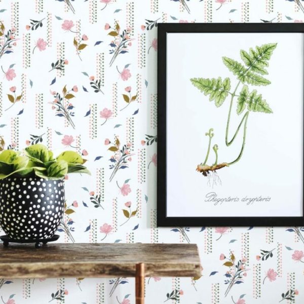 stick on pink and white floral wallpaper