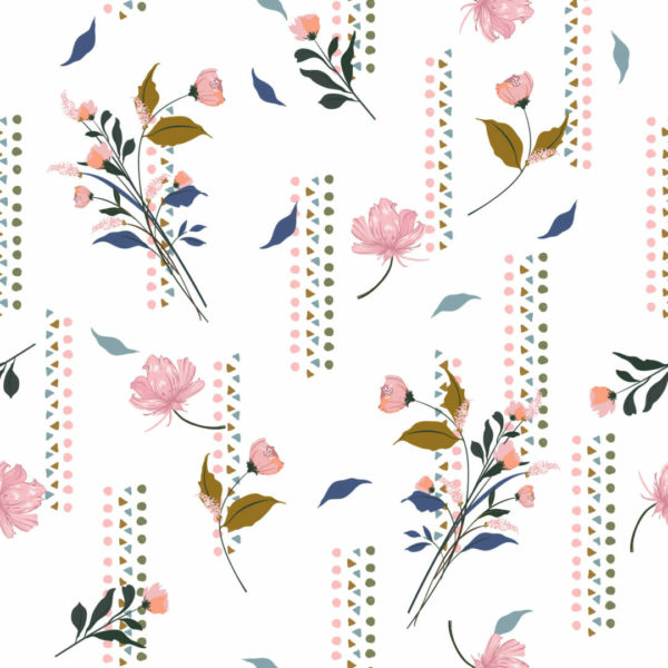 Geometric and floral removable wallpaper