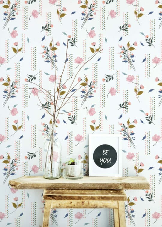 Geometric and floral wallpaper for walls