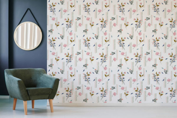 Geometric and floral stick on wallpaper