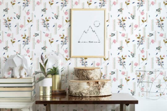 Geometric and floral self adhesive wallpaper