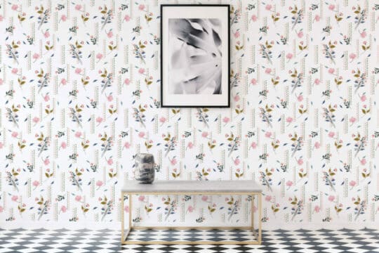 Geometric and floral temporary wallpaper