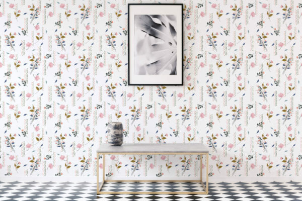 Geometric and floral temporary wallpaper