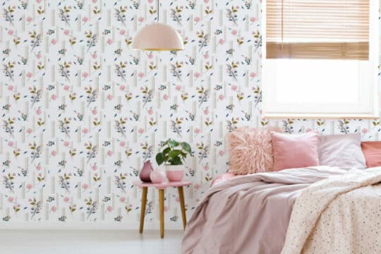 Geometric and floral peel stick wallpaper