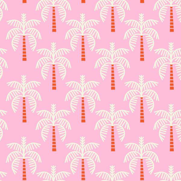pink and white palm tree traditional wallpaper