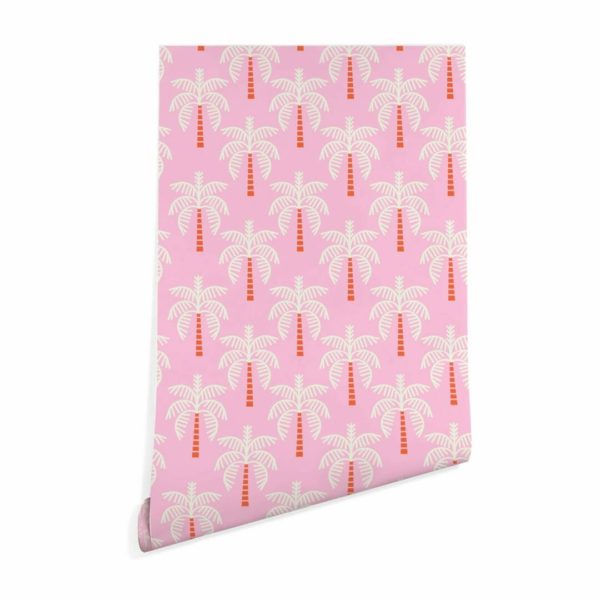 Pink palm tree wallpaper peel and stick