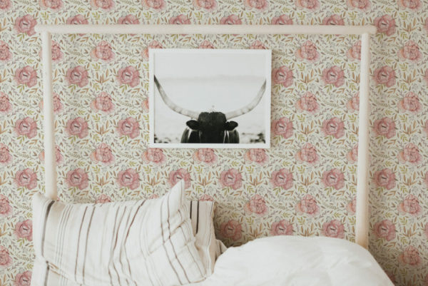 Vintage peony peel and stick removable wallpaper
