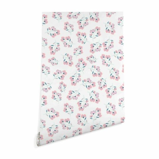 Pink and green floral wallpaper peel and stick