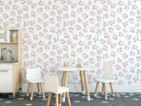 Pink and green floral peel and stick wallpaper