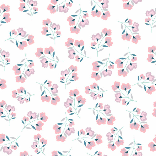 Pink and green floral removable wallpaper