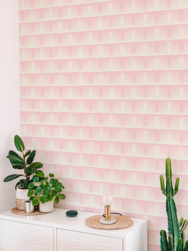 Pastel pink geometric stick on wallpaper