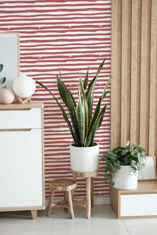 Horizontal striped peel and stick wallpaper
