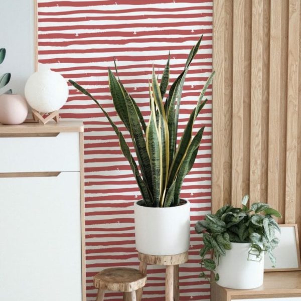 red and white striped peel and stick wallpaper