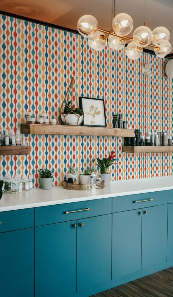 Colorful retro peel and stick removable wallpaper