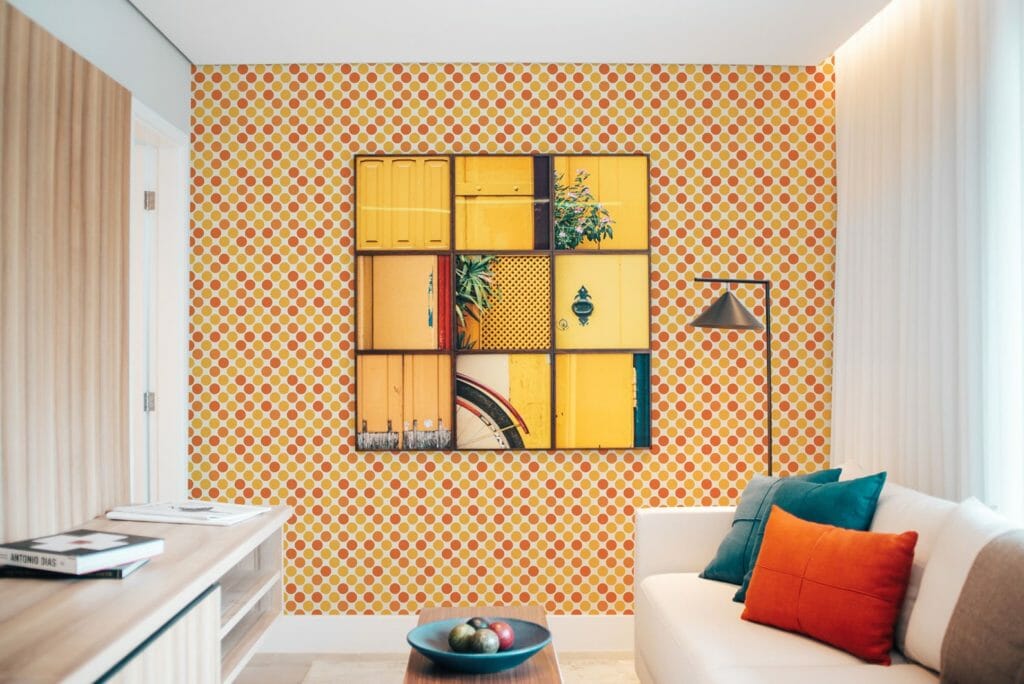 Yellow and orange retro wallpaper - Fancy Walls