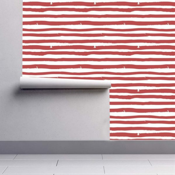 Red striped wallpaper Fancy Walls