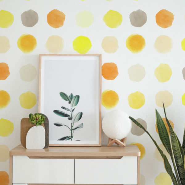 yellow dotted nursery peel and stick wallpaper