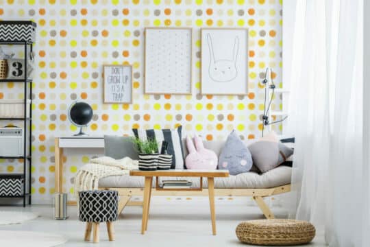 Yellow watercolor dots peel stick wallpaper