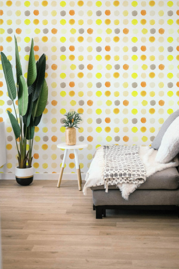 Yellow watercolor dots temporary wallpaper