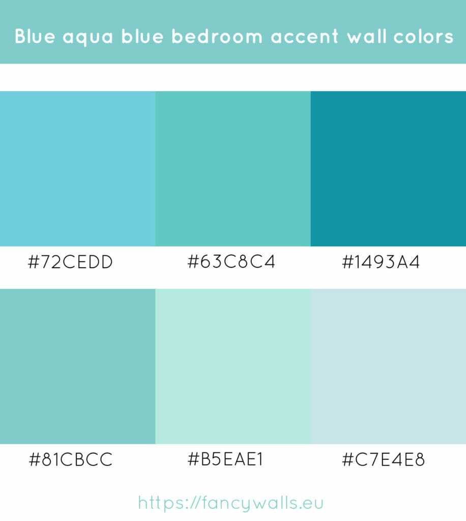 Aqua blue colors for bedroom accent walls