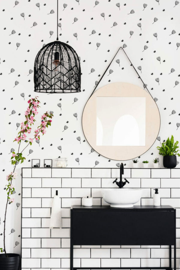 Black and white dandelion wallpaper for walls