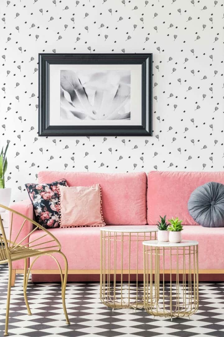 Black and white dandelion self adhesive wallpaper