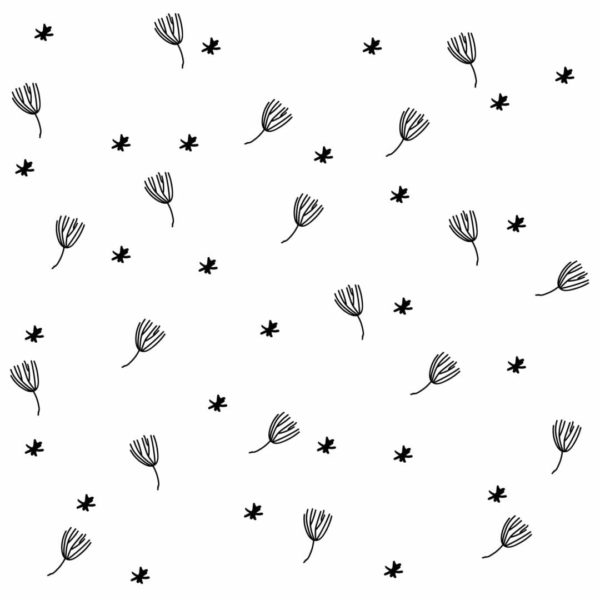 removable black and white minimalistic floral wallpaper