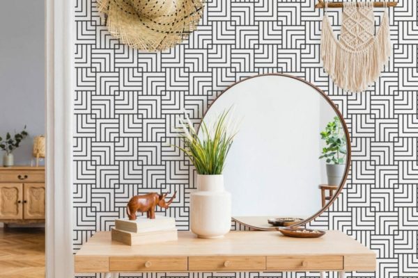 Geometric texture peel and stick wallpaper