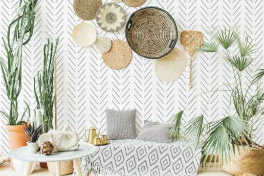 Herringbone pattern removable wallpaper