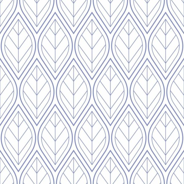 Blue and white geometric leaf removable wallpaper