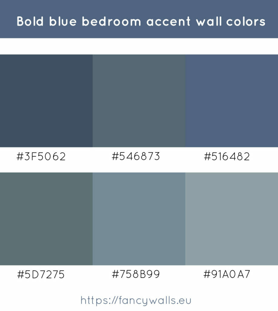 Bold blue colors for bedroom accent walls