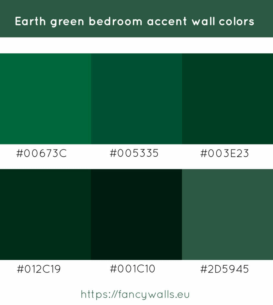 Earth green colors for bedroom accent walls