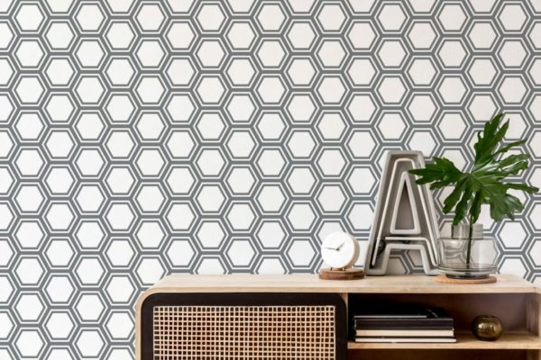 Honeycomb pattern peel and stick wallpaper