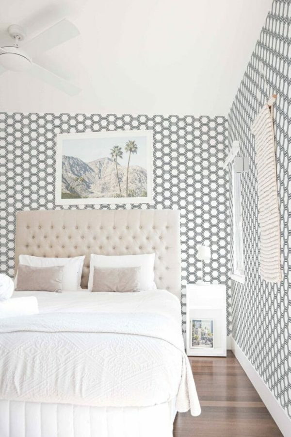 Honeycomb pattern peel and stick removable wallpaper