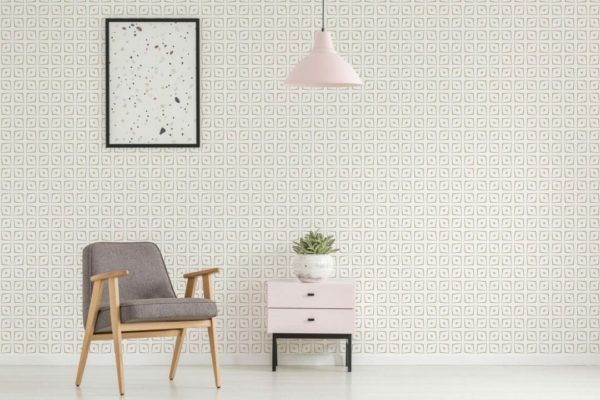 Minimalist geometric stick on wallpaper